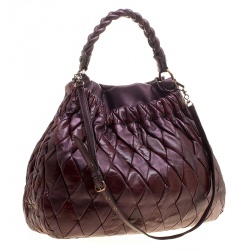 Miu Miu Purple Matelasse Leather Hobo