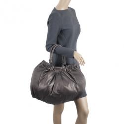 Pre Owned Miu Miu Bronze Leather Tote