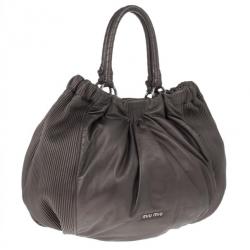 Pre Owned Miu Miu Bronze Leather Tote