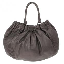 Pre Owned Miu Miu Bronze Leather Tote