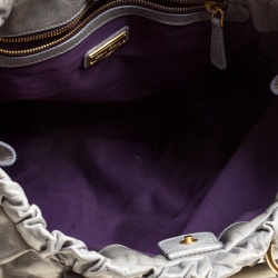 Pre Owned Miu Miu Sage Green Glazed Leather Large Luxe Ruched Top Handle Bag