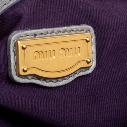 Pre Owned Miu Miu Sage Green Glazed Leather Large Luxe Ruched Top Handle Bag