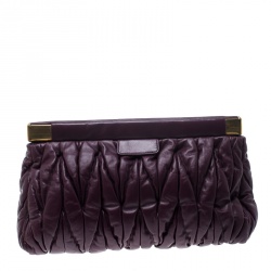 Miu Miu Purple Matelasse Leather Frame Clutch