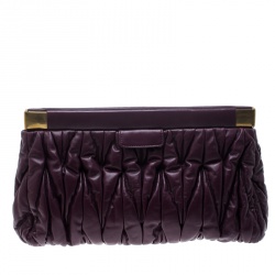 Miu Miu Purple Matelasse Leather Frame Clutch