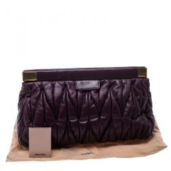 Miu Miu Purple Matelasse Leather Frame Clutch
