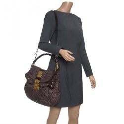 Miu Miu Choco Brown Matelasse Leather Coffer Hobo