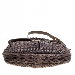 Miu Miu Choco Brown Matelasse Leather Coffer Hobo