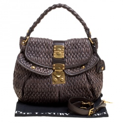 Miu Miu Choco Brown Matelasse Leather Coffer Hobo