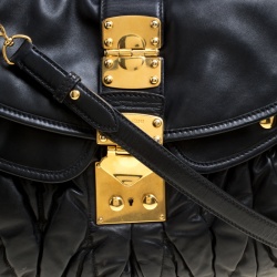 Miu Miu Black Matelasse Leather Coffer Hobo