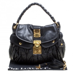 Miu Miu Black Matelasse Leather Coffer Hobo
