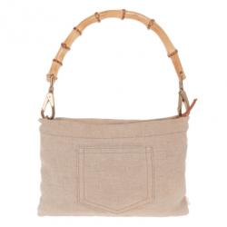 مملوكة مسبقًا Miu Miu Beige Sequined and Beaded Bamboo Handle Bag