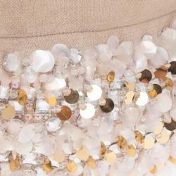 مملوكة مسبقًا Miu Miu Beige Sequined and Beaded Bamboo Handle Bag