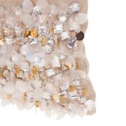 مملوكة مسبقًا Miu Miu Beige Sequined and Beaded Bamboo Handle Bag