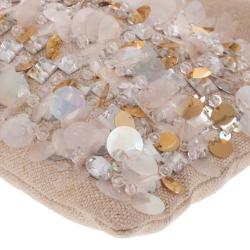 مملوكة مسبقًا Miu Miu Beige Sequined and Beaded Bamboo Handle Bag