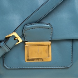 مملوكة مسبقًا Miu Miu Blue Vitello Soft Leather Top Handle Bag