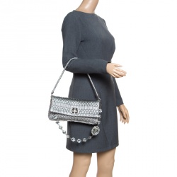 Pre Owned حقيبة كتف ميو ميو جلد مبطنة فضية