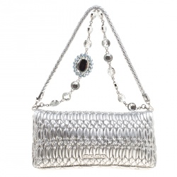 Pre Owned حقيبة كتف ميو ميو جلد مبطنة فضية