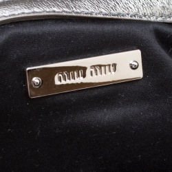 Pre Owned حقيبة كتف ميو ميو جلد مبطنة فضية