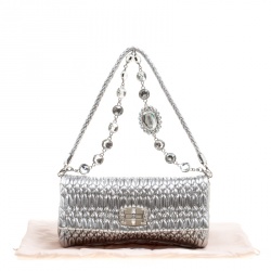 Pre Owned حقيبة كتف ميو ميو جلد مبطنة فضية