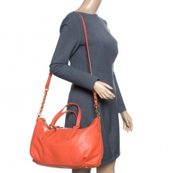 Miu Miu Orange Leather Caribou Top Handle Bag