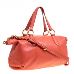 Miu Miu Orange Leather Caribou Top Handle Bag