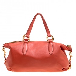 Miu Miu Orange Leather Caribou Top Handle Bag