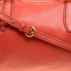 Miu Miu Orange Leather Caribou Top Handle Bag