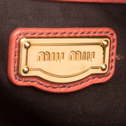 Miu Miu Orange Leather Caribou Top Handle Bag