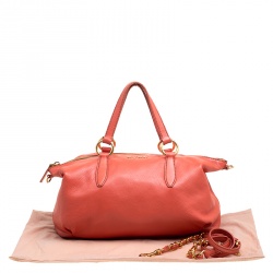 Miu Miu Orange Leather Caribou Top Handle Bag