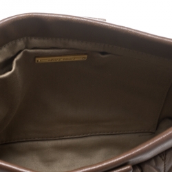 Miu Miu Brown Matelassé Leather Frame Clutch