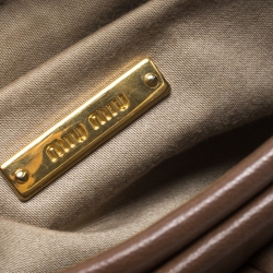 Miu Miu Brown Matelassé Leather Frame Clutch