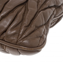Miu Miu Brown Matelassé Leather Frame Clutch