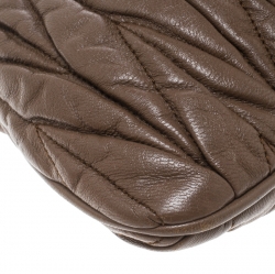 Miu Miu Brown Matelassé Leather Frame Clutch