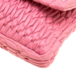 Pre Owned Miu Miu Pink Matelasse Nappa Leather Crystal Shoulder Bag
