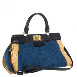 Pre Owned Miu Miu Denim and Leather Satchel