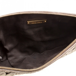 Miu Miu Beige Matelasse Lux Leather Wristlet Clutch