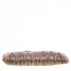Miu Miu Beige Matelasse Lux Leather Wristlet Clutch