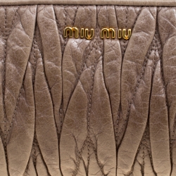 Miu Miu Beige Matelasse Lux Leather Wristlet Clutch