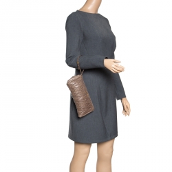 Miu Miu Beige Matelasse Lux Leather Wristlet Clutch