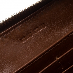 Pre Owned Miu Miu Brown Croc Embossed Leather Zip Around Wallet