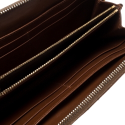 Pre Owned Miu Miu Brown Croc Embossed Leather Zip Around Wallet