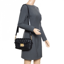 Miu Miu Black Leather Biker Shoulder Bag