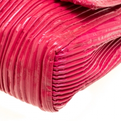 Miu Miu Fuchsia Pleated Patent Leather Shoulder Bag