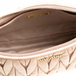 Pre Owned حقيبة كتف ميو ميو جلد فاخر مبطنة بيج