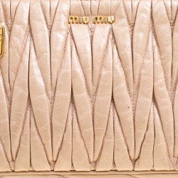 Pre Owned حقيبة كتف ميو ميو جلد فاخر مبطنة بيج