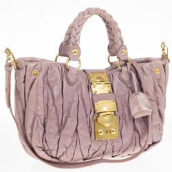 مملوكة مسبقًا Miu Miu Pink Quilted Calfskin 'Matelasse' Hobo