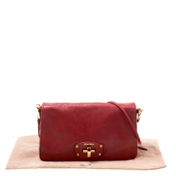 Miu Miu Red Leather Turnlock Crossbody Bag
