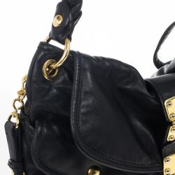 Pre Owned Miu Miu Black Coffer Matelasse Leather Hobo