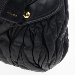 Pre Owned Miu Miu Black Coffer Matelasse Leather Hobo