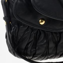 Pre Owned Miu Miu Black Coffer Matelasse Leather Hobo